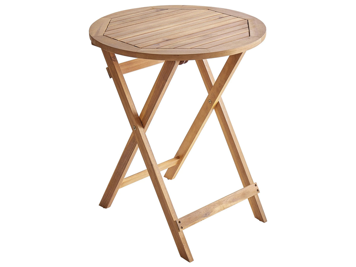 Garden Bistro Table Brown Acacia Wood  60 cm Foldable Outdoor Round Traditional Retro Style Beliani