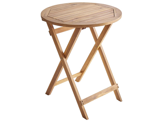 Garden Bistro Table Brown Acacia Wood  60 cm Foldable Outdoor Round Traditional Retro Style Beliani