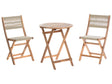 3 Piece Bistro Set Beige Acacia Wood Folding Slatted Design Scandinavian Modern Beliani