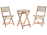 3 Piece Bistro Set Beige Acacia Wood Folding Slatted Design Scandinavian Modern Beliani