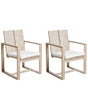 Set of 2 Garden Chairs Light Acacia Wood Outdoor with Armrests Rustic Mediterranean Style Beliani