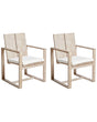 Set of 2 Garden Chairs Light Acacia Wood Outdoor with Armrests Rustic Mediterranean Style Beliani