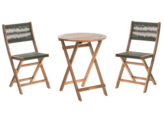 3 Piece Bistro Set Green Acacia Wood Folding Slatted Design Scandinavian Modern Beliani