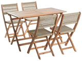 Garden Dining Set Beige Acacia Wood Table 120 x 60 cm 4 Outdoor Chairs Beliani
