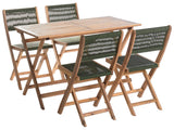 Garden Dining Set Green Acacia Wood Table 120 x 60 cm 4 Outdoor Chairs Beliani