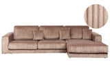 Left Hand 4 Seater Corner Sofa Light Brown Jumbo Corduroy Upholstered Track Armrests Additional Cushions Minimalistic Modern Style Beliani