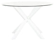 Garden Dining Table White Aluminium Legs Transparent Glass Top Round ø 120 cm Outdoor Modern Beliani