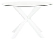 Garden Dining Table White Aluminium Legs Transparent Glass Top Round  120 cm Outdoor Modern Beliani