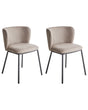 Set of 2 Dining Chairs Taupe Polyester Upholstery Black Metal Legs Armless Curved Backrest Modern Contemporary Design Beliani