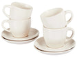 Set of 4 Cups with Saucers White Stoneware Kaolin Handmade Reactive Glaze Finish Service for 4 People Tea Coffee Kitchen Dining Room Beliani