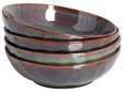 Set of 4 Deep Plates Dark Green Stoneware Kaolin Handmade Reactive Glaze Finish Pasta Bowls Kitchen Dining Room Beliani