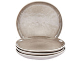 Set of 4 Side Plates Grey Stoneware Kaolin Handmade Reactive Glaze Finish Dessert Plate Kitchen Dining Room Beliani