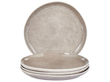 Set of 4 Side Plates Grey Stoneware Kaolin Handmade Reactive Glaze Finish Dessert Plate Kitchen Dining Room Beliani