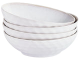 Set of 4 Deep Plates Light Grey Stoneware Kaolin Handmade Reactive Glaze Finish Pasta Bowls Kitchen Dining Room Beliani