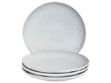 Set of 4 Side Plates Light Grey Stoneware Kaolin Handmade Reactive Glaze Finish Dessert Plate Kitchen Dining Room Beliani