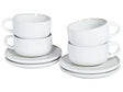 Set of 4 Cups with Saucers White Stoneware Kaolin Handmade Reactive Glaze Finish Service for 4 People Tea Coffee Kitchen Dining Room Beliani