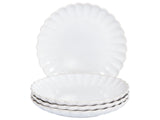 Set of 4 Side Plates White Stoneware Kaolin Handmade Reactive Glaze Finish Dessert Plate Kitchen Dining Room Beliani