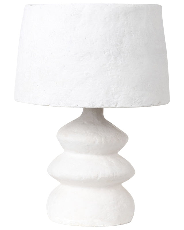 Table Lamp White Paper Mâché Clay Handcrafted Bedside Table Lamp Beliani