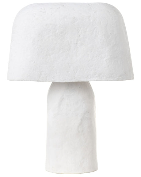 Table Lamp White Paper Mâché Clay Handcrafted Bedside Table Lamp Beliani