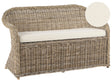 Garden Bench Natural Rattan White Off-White Cushions 141 cm Outdoor Indoor Boho Style Garden Patio Balcony Beliani