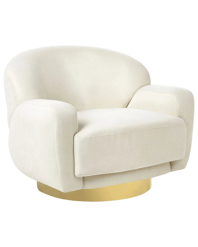 Armchair Light Beige Fabric Gold Base Retro Glam Art Decor Style Beliani