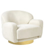 Armchair Light Beige Fabric Gold Base Retro Glam Art Decor Style Beliani