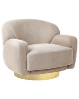 Armchair Taupe Fabric Gold Base Retro Glam Art Decor Style Beliani