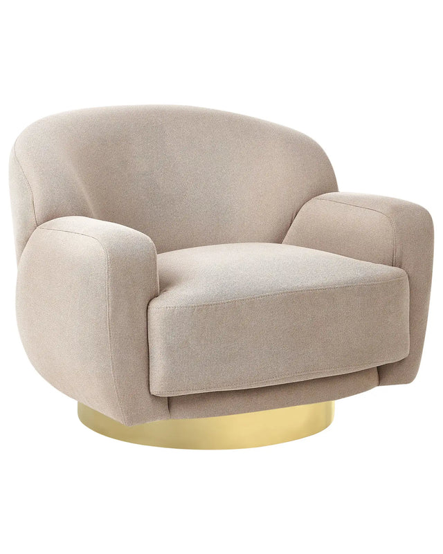 Armchair Taupe Fabric Gold Base Retro Glam Art Decor Style Beliani