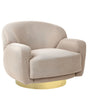 Armchair Taupe Fabric Gold Base Retro Glam Art Decor Style Beliani
