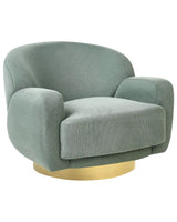Armchair Green Fabric Gold Base Retro Glam Art Decor Style Beliani