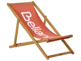 Garden Deck Chair Red Fabric Light Acacia Wood Frame Reclining Folding Sun Lounger Beliani