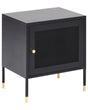 Bedside Table Black Steel Powder Coated Mesh Door Nightstand Industrial Design Bedroom Storage Furniture Beliani