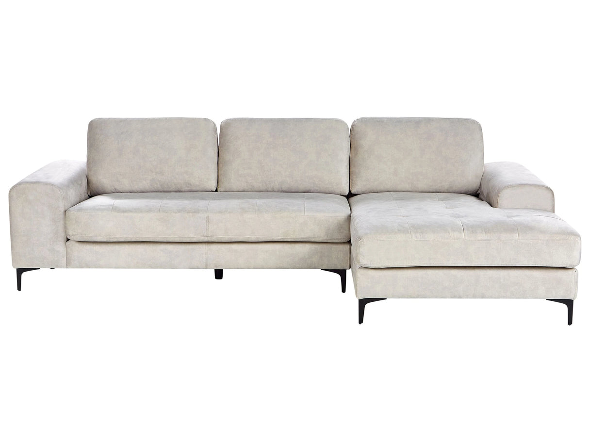 Corner Sofa Light Beige Velvet L-Shaped Minimalistic Living Room Beliani