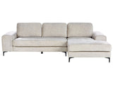 Corner Sofa Light Beige Velvet L-Shaped Minimalistic Living Room Beliani