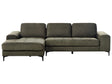 Corner Sofa Dark Green Velvet L-Shaped Minimalistic Living Room Beliani