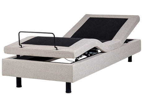 Electric Bed Beige Polyester EU Single 3ft Remote Control Adjustable without Headboard Beliani