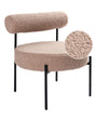 Armless Accent Chair Taupe Boucle Upholstery Round Seat Roll Back Vintage Design Black Metal Frame Beliani