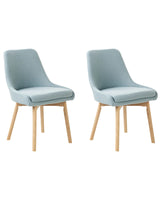 Set of 2 Chairs Light Blue Polyester Fabric Dark Solid Wood Legs Thickly Padded Seat Beliani