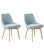 Set of 2 Chairs Light Blue Polyester Fabric Dark Solid Wood Legs Thickly Padded Seat Beliani