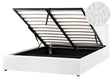 Ottoman Bed White Boucle EU King Size 5ft3 Upholstered Frame Teddy with Headboard Beliani