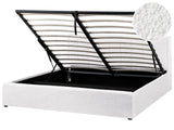 Ottoman Bed White Boucle EU Super King Size 6ft Upholstered Frame Teddy with Headboard Beliani