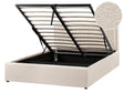 Ottoman Bed Beige  Boucle EU Double Size 4ft6 Upholstered Frame Teddy with Headboard Beliani