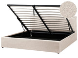Ottoman Bed Beige Boucle EU Super King Size 6ft Upholstered Frame Teddy with Headboard Beliani