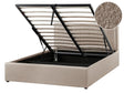 Ottoman Bed Taupe Boucle EU Double Size 4ft6 Upholstered Frame Teddy with Headboard Beliani
