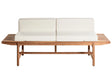 Garden Bench Light Acacia Wood 210 x 84 cm with Off-White Cushions Outdoor Rustic Design Patio Balcony Beliani