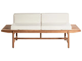 Garden Bench Light Acacia Wood 210 x 84 cm with Off-White Cushions Outdoor Rustic Design Patio Balcony Beliani