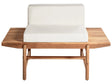 Garden Bench Light Acacia Wood 135 x 84 cm with Off-White Cushions Outdoor Rustic Design Patio Balcony Beliani
