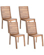 Set of 4 Garden Chairs Light Brown Acacia Wood Outdoor Armless Rustic Style Beliani