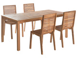 Garden Dining Set Light Brown Acacia Wood Table 180 x 90 cm 4 Outdoor Chairs Armless Rustic Style Beliani