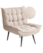 Armchair Beige Boucle Armless Accent Leisure Chair Armless Tufting Metal Iron Black Legs Living Room Bedroom Modern Beliani